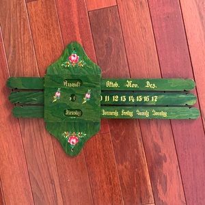 Wooden German vintage writing perpetual calendar